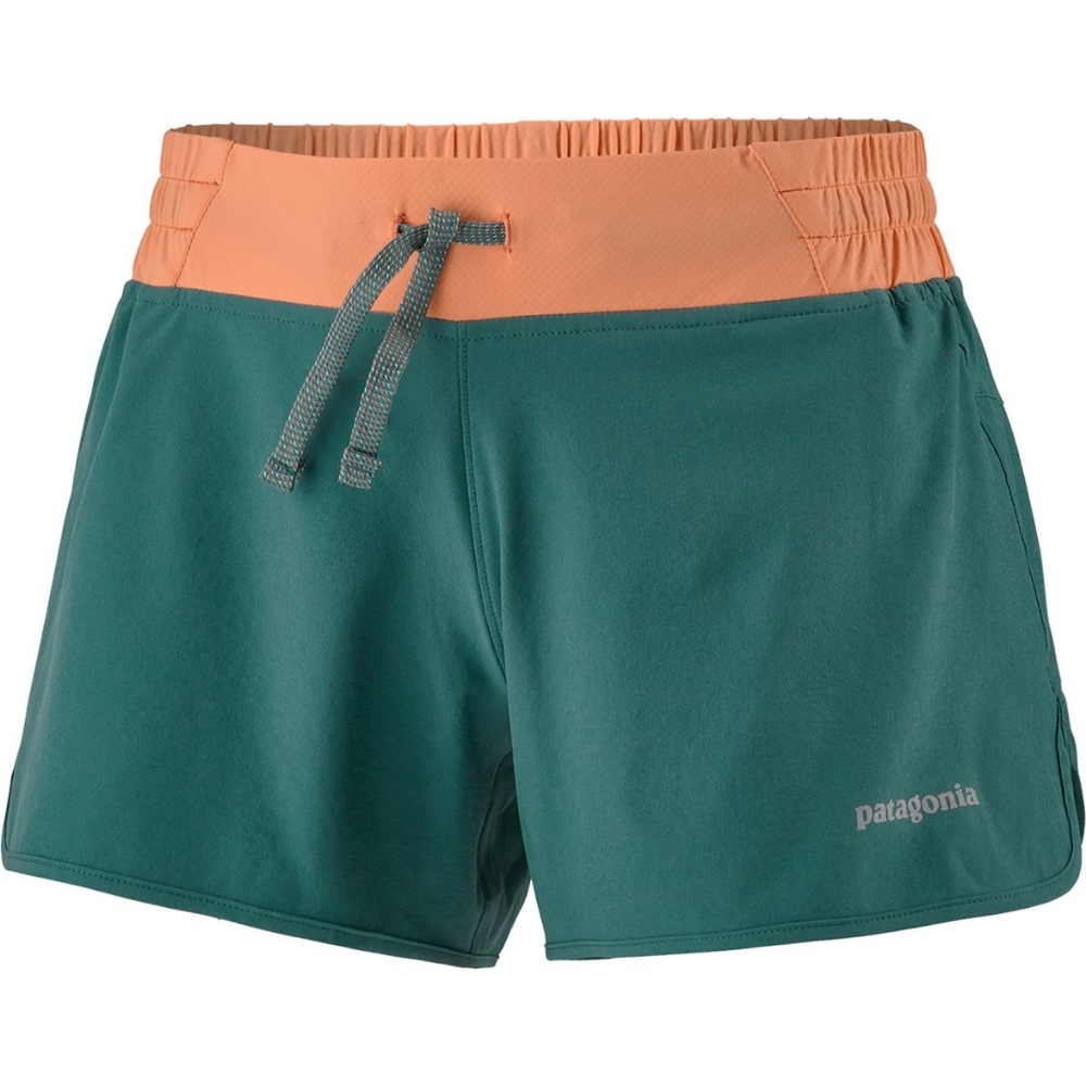 Patagonia Women's Nine Trails Shorts 4" Size Small Teal Peach Running Outdoor‎